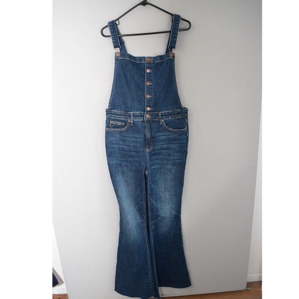 Judy Blue Denim Overalls XL Blue Flare Leg Button Front JB88474 Womens Boho